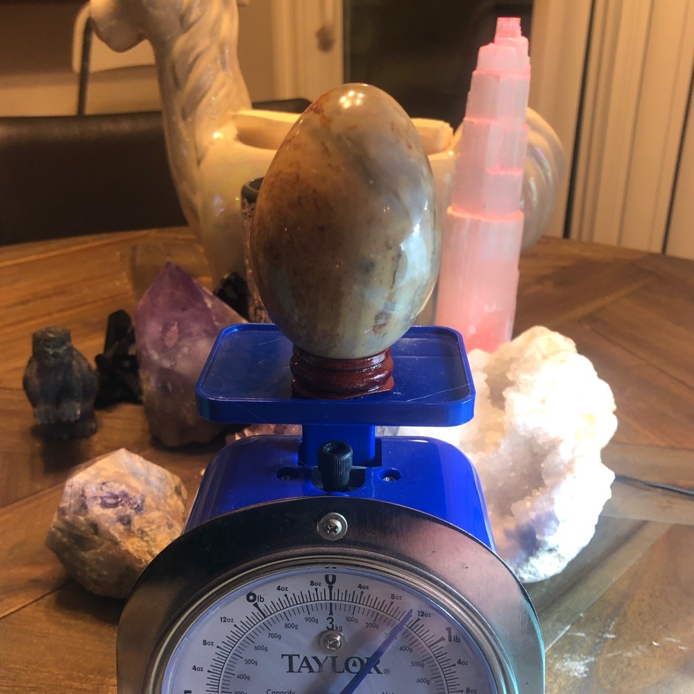 Polychrome jasper crystal egg meditation w/ stand - Picture 6 of 6
